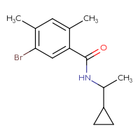 Chemical structure of 5-bromo-N-(1-cyclopropylethyl)-2,4-dimethylbenzamide - CSSB00750587811