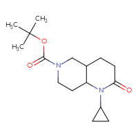 Chemical structure of tert-butyl 1-cyclopropyl-2-oxo-decahydro-1,6-naphthyridine-6-carboxylate - CSSB01822841733