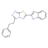 Chemical structure of 2-[3-(2-phenylethyl)-[1,2,4]triazolo[3,4-b][1,3,4]thiadiazol-6-yl]-1H-indole - CSSB00132900037