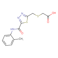 Chemical structure of 2-[({5-[(2-methylphenyl)carbamoyl]-1,3,4-thiadiazol-2-yl}methyl)sulfanyl]acetic acid - CSSB00020596363