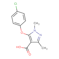 Chemical structure of 5-(4-chlorophenoxy)-1,3-dimethyl-1H-pyrazole-4-carboxylic acid - CSSB00000416253