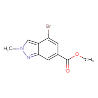 Chemical structure of methyl 4-bromo-2-methyl-2H-indazole-6-carboxylate - CSSB00021624819