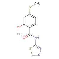 Chemical structure of 2-methoxy-4-(methylsulfanyl)-N-(1,3,4-thiadiazol-2-yl)benzamide - CSSB00121606379