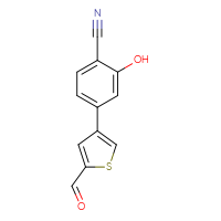 Chemical structure of 4-(5-formylthiophen-3-yl)-2-hydroxybenzonitrile - CSSB00010139620