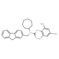 Chemical structure of 1-cycloheptyl-1-[(9H-fluoren-2-yl)methyl]-3-(2,4,6-trimethylphenyl)urea - CSSB00121597067