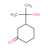 Chemical structure of 3-(2-hydroxypropan-2-yl)cyclohexan-1-one - CSSB00010640255