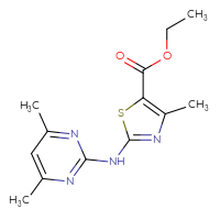Chemical structure of ethyl 2-[(4,6-dimethylpyrimidin-2-yl)amino]-4-methyl-1,3-thiazole-5-carboxylate - CSSB00132952098
