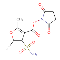 Chemical structure of 2,5-dioxopyrrolidin-1-yl 2,5-dimethyl-4-sulfamoylfuran-3-carboxylate - CSSB20270179590