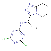 Chemical structure of 4,6-dichloro-N-(1-{5H,6H,7H,8H-[1,2,4]triazolo[4,3-a]pyridin-3-yl}ethyl)-1,3,5-triazin-2-amine - CSSB21332062072