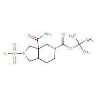 Chemical structure of tert-butyl 3a-carbamoyl-2-(chlorosulfonyl)-octahydro-1H-pyrrolo[3,4-c]pyridine-5-carboxylate - CSSB14990427006