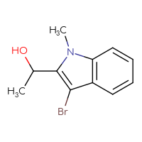 Chemical structure of 1-(3-bromo-1-methyl-1H-indol-2-yl)ethan-1-ol - CSSB21229177401