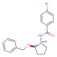 Chemical structure of rac-N-[(1R,2R)-2-(benzyloxy)cyclopentyl]-4-bromobenzamide - CSSB21432542471