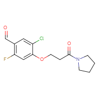 Chemical structure of 5-chloro-2-fluoro-4-[3-oxo-3-(pyrrolidin-1-yl)propoxy]benzaldehyde - CSSB21331794561