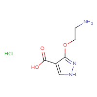 Chemical structure of 3-(2-aminoethoxy)-1H-pyrazole-4-carboxylic acid hydrochloride - CSSB20591797853