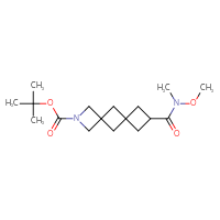 Chemical structure of tert-butyl 8-[methoxy(methyl)carbamoyl]-2-azadispiro[3.1.3⁶.1⁴]decane-2-carboxylate - CSSB15591575942