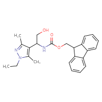 Chemical structure of (9H-fluoren-9-yl)methyl N-[1-(1-ethyl-3,5-dimethyl-1H-pyrazol-4-yl)-2-hydroxyethyl]carbamate - CSSB02495640323