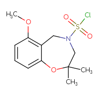 Chemical structure of 6-methoxy-2,2-dimethyl-2,3,4,5-tetrahydro-1,4-benzoxazepine-4-sulfonyl chloride - CSSB21224765500