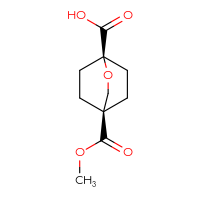 Chemical structure of (1r,4r)-4-(methoxycarbonyl)-2-oxabicyclo[2.2.2]octane-1-carboxylic acid - CSSB20563220119