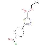 Chemical structure of ethyl 5-[1-(carbonochloridoyl)piperidin-4-yl]-1,3,4-thiadiazole-2-carboxylate - CSSB21224772885