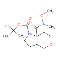 Chemical structure of tert-butyl 7a-[methoxy(methyl)carbamoyl]-octahydropyrano[4,3-b]pyrrole-1-carboxylate - CSSB20667708525