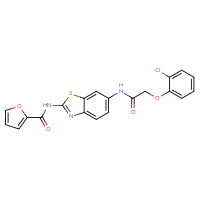 Chemical structure of N-{6-[2-(2-chlorophenoxy)acetamido]-1,3-benzothiazol-2-yl}furan-2-carboxamide - CSSB00121599076