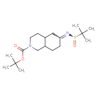 Chemical structure of tert-butyl 6-{[(R)-2-methylpropane-2-sulfinyl]imino}-decahydroisoquinoline-2-carboxylate - CSSB21332858959