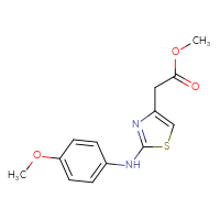 Chemical structure of methyl 2-{2-[(4-methoxyphenyl)amino]-1,3-thiazol-4-yl}acetate - CSSB00000589990