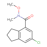 Chemical structure of 6-chloro-N-methoxy-N-methyl-2,3-dihydro-1H-indene-4-carboxamide - CSSB06983645008
