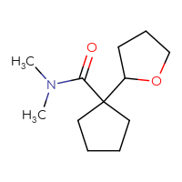 Chemical structure of N,N-dimethyl-1-(oxolan-2-yl)cyclopentane-1-carboxamide - CSSB01150687751