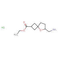 Chemical structure of ethyl 6-(aminomethyl)-5-oxaspiro[3.4]octane-2-carboxylate hydrochloride - CSSB20963519365