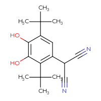 Chemical structure of 2-(2,5-di-tert-butyl-3,4-dihydroxyphenyl)propanedinitrile - CSSB00159728425