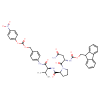 Chemical structure of {4-[(2S)-2-{[(2S)-1-[(2S)-3-carbamoyl-2-({[(9H-fluoren-9-yl)methoxy]carbonyl}amino)propanoyl]pyrrolidin-2-yl]formamido}-3-methylbutanamido]phenyl}methyl 4-nitrophenyl carbonate - CSSB06744597646