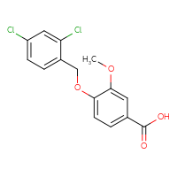 Chemical structure of 4-[(2,4-dichlorophenyl)methoxy]-3-methoxybenzoic acid - CSSB00000681732