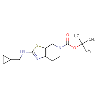 Chemical structure of tert-butyl 2-[(cyclopropylmethyl)amino]-4H,5H,6H,7H-[1,3]thiazolo[5,4-c]pyridine-5-carboxylate - CSSB00039856453