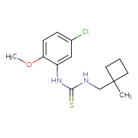 Chemical structure of 1-(5-chloro-2-methoxyphenyl)-3-[(1-methylcyclobutyl)methyl]thiourea - CSSB02020096042