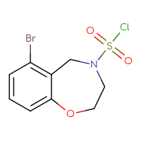 Chemical structure of 6-bromo-2,3,4,5-tetrahydro-1,4-benzoxazepine-4-sulfonyl chloride - CSSB14985244780