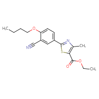 Chemical structure of ethyl 2-(4-butoxy-3-cyanophenyl)-4-methyl-1,3-thiazole-5-carboxylate - CSSB14855344563