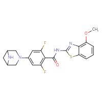 Chemical structure of 4-{3,6-diazabicyclo[3.1.1]heptan-3-yl}-2,6-difluoro-N-(4-methoxy-1,3-benzothiazol-2-yl)benzamide - CSSB06645078290
