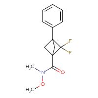 Chemical structure of 2,2-difluoro-N-methoxy-N-methyl-3-phenylbicyclo[1.1.1]pentane-1-carboxamide - CSSB06968283388