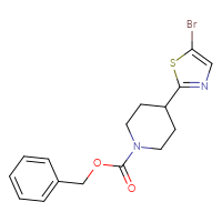 Chemical structure of benzyl 4-(5-bromo-1,3-thiazol-2-yl)piperidine-1-carboxylate - CSSB03496572792