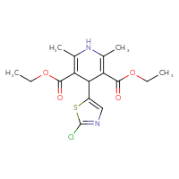Chemical structure of 3,5-diethyl 4-(2-chloro-1,3-thiazol-5-yl)-2,6-dimethyl-1,4-dihydropyridine-3,5-dicarboxylate - CSSB20539822386