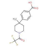 Chemical structure of 4-[4-methyl-1-(2,2,2-trifluoroacetyl)piperidin-4-yl]benzoic acid - CSSB20270808572