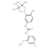 Chemical structure of 3-(4-fluoro-2-methoxyphenyl)-1-[4-methyl-3-(4,4,5,5-tetramethyl-1,3,2-dioxaborolan-2-yl)phenyl]urea - CSSB21332163072