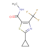 Chemical structure of 2-cyclopropyl-N-methyl-4-(trifluoromethyl)-1,3-thiazole-5-carboxamide - CSSB21043405592
