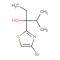 Chemical structure of 3-(4-bromo-1,3-thiazol-2-yl)-2-methylpentan-3-ol - CSSB00013715395