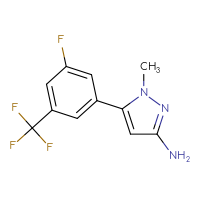 Chemical structure of 5-[3-fluoro-5-(trifluoromethyl)phenyl]-1-methyl-1H-pyrazol-3-amine - CSSB06590091904