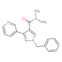 Chemical structure of 1-benzyl-N,N-dimethyl-3-(pyridin-3-yl)-1H-pyrazole-4-carboxamide - CSSB00162117841