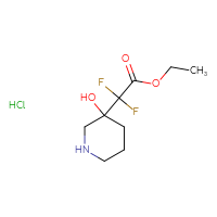 Chemical structure of ethyl 2,2-difluoro-2-(3-hydroxypiperidin-3-yl)acetate hydrochloride - CSSB21043404440