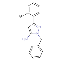 Chemical structure of 1-benzyl-3-(2-methylphenyl)-1H-pyrazol-5-amine - CSSB00000736484