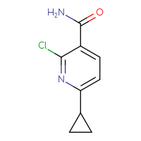Chemical structure of 2-chloro-6-cyclopropylpyridine-3-carboxamide - CSSB00134813630